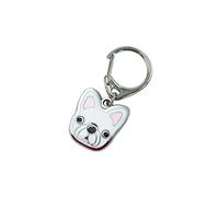 BT Bear Dog ID Tags,Metal Dogs Pendant Key-ring Keychain Cute Puppy Pet ID Tags Keyring Keyfob Key Tags (White French Bulldog)