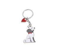 BT Bear Dog Keychain,Dog ID Tag Cute Metal Dog Keychain Keyring Keyfob Bag Charm (Grey Poodle)