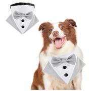 BT Bear Dog Tuxedo Collar Bandana,Formal Dog Wedding Bandana Collar Birthday Costume for Medium Large Dogs Outfit Party,Festival,Grey_L