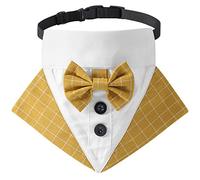 BT Bear Dog Tuxedo Collar Bandana,Pet Bowtie Collar Adjustable Neck Scarf for Cats Puppy Small Dogs Outfit Party,Birthday,Festival,Yellow_S