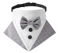 BT Bear Dog Tuxedo Collar Bandana,Pet Bowtie Collar Adjustable Neck Scarf for Medium Large Dogs Outfit Party,Birthday,Festival,Grey_L