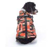 BT Bear Dog Winter Coat,Dog Warm Jacket Reflective With Harness Puppy Cold Weather Vest Windproof Pet Outdoor Clothes for Puppy Small Dogs(M,Orange Camouflage)