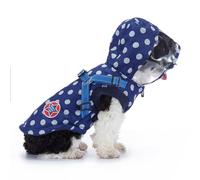 BT Bear Dog Winter Coat,Dog Warm Jacket Reflective With Harness Puppy Cold Weather Vest Windproof Pet Outdoor Clothes for Puppy Small Medium Dogs(L,Blue Dots)