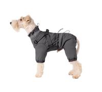 BT Bear Dog Winter Coat Jacket Outdoor,Adjustable 4 Legs Dog Jacket with Harness Reflective Jumpsuit Waterproof Coat for Small Dogs Medium Dogs,Grey_XL