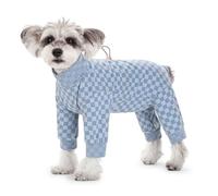 BT Bear Dog Winter Coat, Warm Fleece Dog Cold Weather Coats, Plaid Dog Pajamas, Pullover Dog Jumpsuit, Turtleneck Dog Winter Clothes for Puppy Small Dogs,Light Blue S