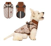 BT Bear Dog Winter Coat With Harness for Small Dogs Medium Dogs Winter Jacket Outdoor,Waterproof Puppy Adjustable Vest Warm Clothes,Brown XL