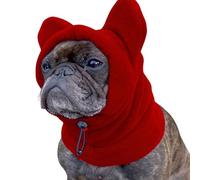 BT Bear Dog Winter Hat,Calming Ears Cover Soft Warm Fleece Dog Hats Windproof Adjustable Quiet Ears for Small Medium Dogs (Red M)