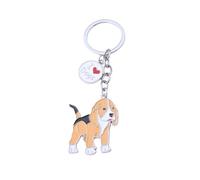 BT Bear Dogs Metal Keychain, Cute Dog Keyring for Bag or Backpack, Enamel Charm with Flower, Heart and Bone Pendants (Beagle)