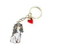 BT Bear Dogs Metal Keychain, Cute Dog Keyring for Bag or Backpack, Enamel Charm with Flower, Heart and Bone Pendants (Charles Hound)