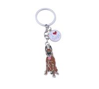 BT Bear Dogs Metal Keychain, Cute Dog Keyring for Bag or Backpack, Enamel Charm with Flower, Heart and Bone Pendants (Belgian Malinois)