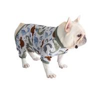 BT Bear Fat Dog Clothes,Autumn Winter Soft Warm Dog Pajamas Jumpsuit Pug Bulldog Onesies Clothes Costume for Cats Puppy Small Dogs Medium Dogs (Green Dinosaur, XXL: back length 38-42cm)