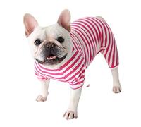 BT Bear Fat Dog Clothes,Dog Classic Striped Pajamas Soft Cotton Jumpsuit Pug French Bulldog Onesies Costume for Cats Puppy Small Medium Dogs(Pink,XL)