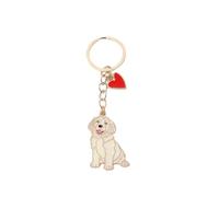 BT Bear Golden Retriever Metal Keychain, Cute Dog Keyring for Bag or Backpack, Enamel Charm with Flower, Heart and Bone Pendants (Love Yellow Golden Retriever)