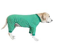 BT Bear Large Dog Clothes, Protect Joints Anti-hair Four-legged Classic Striped Zipper Pet Pajamas Dog Jumpsuit For Medium Dogs Large Dogs Labrador Golden Retriever Samoyed (Green)