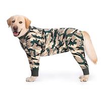 BT Bear Large Dog Onesie Clothes Protect Joints Pajamas Jumpsuit For Medium Large Dogs (XXL, White Camouflage)