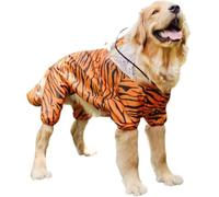 BT Bear Large Dog Raincoat, Full Tail Protect Cover Cosplay Waterproof Raincoat Costume Hood Jumpsuit Jacket for Medium Large Dogs,Tiger 4XL