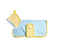 BT Bear Pet Bathrobe for Dog Cat Absorbently Quick Drying Coat Cute Dogs Bath Towel Hooded Robe Adjustable Belly Strap for Pool Beach，Stripe Blue M