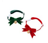 BT Bear Pet Christmas Collar,2PCS Handmade Velvet Pet Christmas Bow Tie Collars for Cats Puppy Small Dogs (Red+Green)
