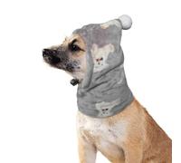 BT Bear Plush Dog Hat, Warm Pet Ear Cover, Winter Head Wrap for Quiet Ears, Noise Protection Muffs for Small and Medium Dogs, Grey M