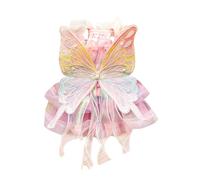 BT Bear Princess Dress for Dogs, Butterfly Wedding Dress with Multi-Layer Tutu Skirt for Cats and Puppies, Pink S