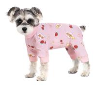 BT Bear Small Dog Clothes, Soft Cotton Puppy Pajamas PJS, Cute Dog Sleeping Clothes, Four Legs Apparel For Cats & Puppies, Pink Ice Cream S