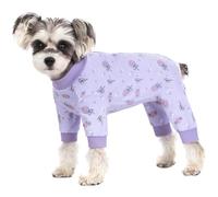 BT Bear Small Dog Clothes, Soft Cotton Puppy Pajamas PJS, Cute Dog Sleeping Clothes, Four Legs Apparel For Cats & Puppy, Purple Candy XL