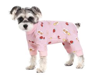 BT Bear Small Dog Clothes, Soft Cotton Puppy Pajamas PJS, Cute Dog Sleeping Clothes, Four Legs Apparel For Cats & Puppy, Pink Ice Cream XL