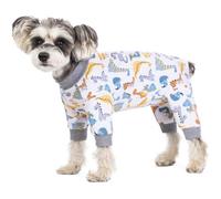 BT Bear Small Dog Clothes, Soft Cotton Puppy Pajamas PJS, Cute Dog Sleeping Clothes, White Dinosaur S