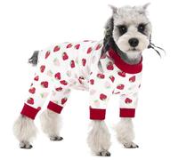 BT Bear Small Dog Clothes, Soft Cotton Puppy Pajamas PJS, Cute Dog Sleeping Clothes, White Strawberry L