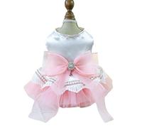BT Bear Small Dog Dress,Dog Dress Puppy Skirt Retro Bow Dog Princess Dresses Dog Tutu Skirt Dog Wedding Lace Dress for Cats Small Dog Girl(Pink,S)