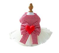 BT Bear Small Dog Dress, Puppy Skirt With Love Bow, Princess Tutu for Wedding, Lace Outfit for Cats and Small Dogs (Red, S)