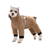 BT Bear Warm Coats Jackets for Small Dogs, Adjustable Dog Warm Fleece Jumpsuit Clothes With D-Ring Dog Winter Coat for Small Dogs,Light Brown L