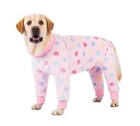 BT Bear Winter Dog Coat,Soft Flannel Pullover Pajamas,Pet Warm Cold Weather Cozy Onesie Jumpsuit PJS Apparel Outfit Clothes for Medium Large Dogs Sleep (7XL,Pink Love)