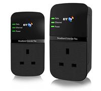 BT Broadband Extender Flex 500 Kit, Pass Through Powerline Adapters - Twin Pack