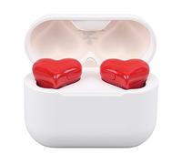 BT Earphones, Wireless Earbuds Multifunction Stylish Lightweight Noise Canceling Stereo Heart Shaped Red Wireless Earphones