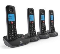 BT Essential Cordless Landline House Phone, Nuisance Call Blocker, Call Block button, Answer Machine, Quad Handset Pack