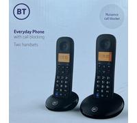 BT Everyday Cordless Telephone 90662 Black Twin Handset