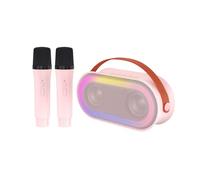 BT Karaoke Machine with Wireless Microphones and Dazzling Light Effect for Adults Kids Home Party Speaker