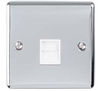 BT Master Single Telephone Socket CHROME & White PSTN Line Wall Face Plate