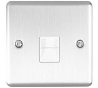 BT Master Single Telephone Socket SATIN STEEL & White PSTN Line Wall Face Plate