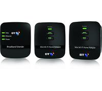 BT Mini Wi-Fi 500 Home Hotspot Powerline Adapter Kit - Black, Pack of 3