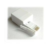 BT Plug to 2 Pin RJ11 Socket Phone Adapter - White/Black - NEW