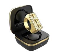 BT Scrolling Ring - Auto Page Turner with Camera Shutter, Phone Remote Page Turner for TikTok, for App, 12H Rechargeable (30ft Range, LED Flash) (Golden)