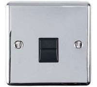BT Telephone Slave Extension Socket CHROME & Black Secondary Wall Plate