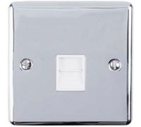 BT Telephone Slave Extension Socket CHROME & White Secondary Wall Plate