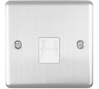 BT Telephone Slave Extension Socket SATIN STEEL & White Secondary Wall Plate
