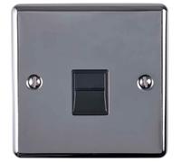 BT Telephone Slave Extension Socket BLACK NICKEL & Black Secondary Wall Plate