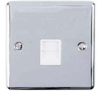 BT Telephone Slave Extension Socket CHROME & White Secondary Wall Plate
