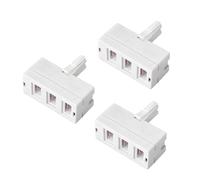 BT Telephone Socket Line 3 Way Splitter | Female Jacks to BS6312 431A Male Plug | Cable UK Adapter Landline Port Converter Extender FAX Modem Corded Cordless Phone SKY| 4 Wire Converter | White