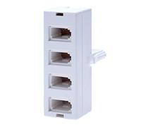 BT Telephone Socket Line 4 Way Splitter | Female Jacks to BS6312 431A Male Plug | Cable UK Adapter Landline Port Converter Extender FAX Modem Corded Cordless Phone SKY| 4 Wire Converter | White